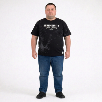 Футболка мужская ANNEX большого размера. Цвет чёрный. Ворот полукруглый. (fu01951852)