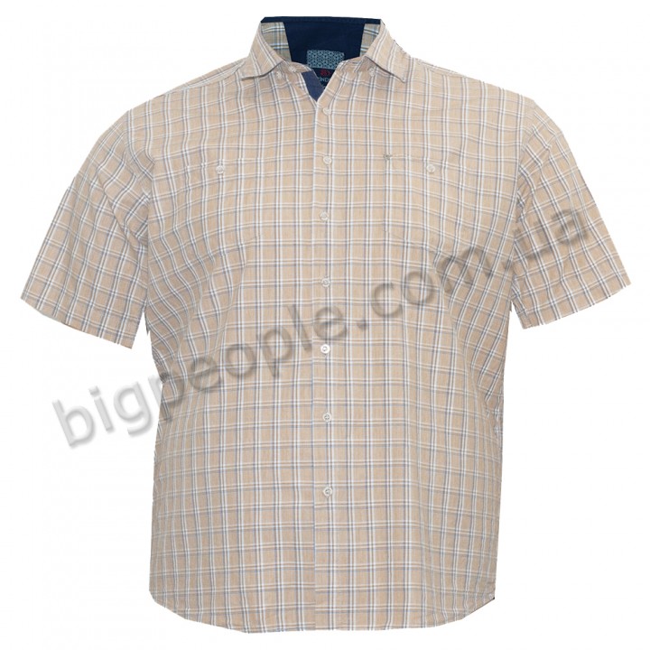 Бежева бавовняна чоловіча сорочка великих розмірів BIRINDELLI (ru00483223)