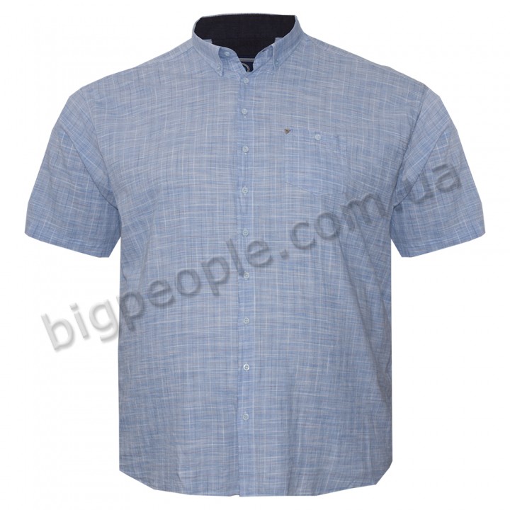 Голубая льняная мужская рубашка больших размеров BIRINDELLI (ru05250253)