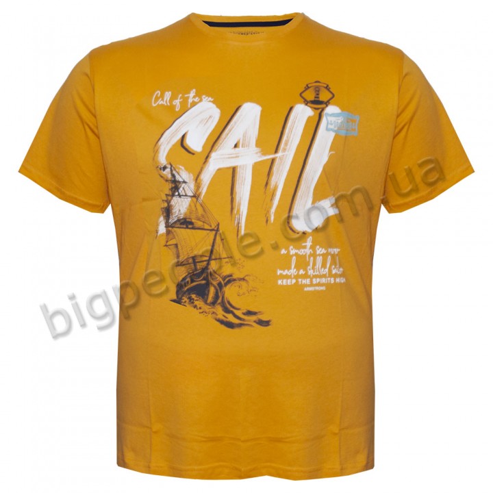 Футболка чоловіча ARMSTRONG великого розміру. Колір жовтий. Воріт напівкруглий. (fu01372005)