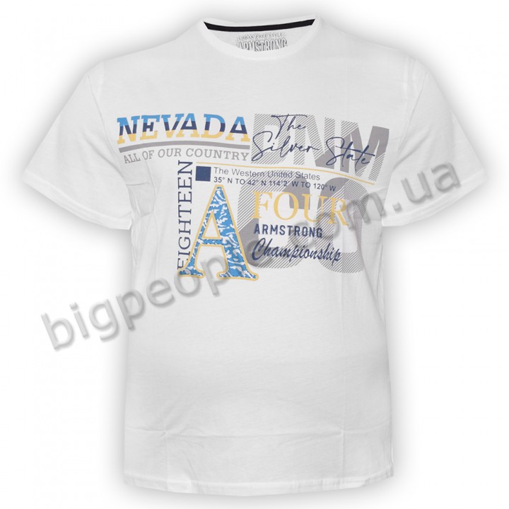 Футболка чоловіча ARMSTRONG великого розміру. Колір білий. Воріт напівкруглий. (fu01185679)