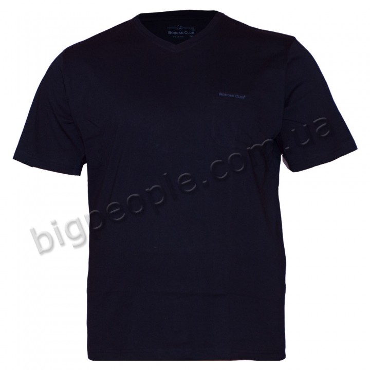 Мужская футболка БОРКАН КЛУБ больших размеров. Цвет тёмно-синий. Ворот V-образный (мыс). (fu00591739)