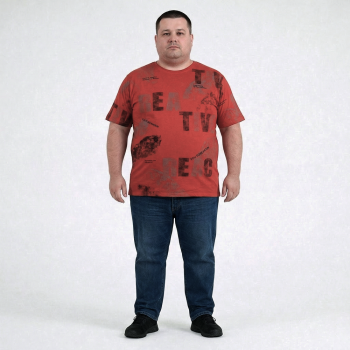 Футболка чоловіча ARMSTRONG великого розміру. Колір червоний. Комір напівкруглий. (fu01992648)