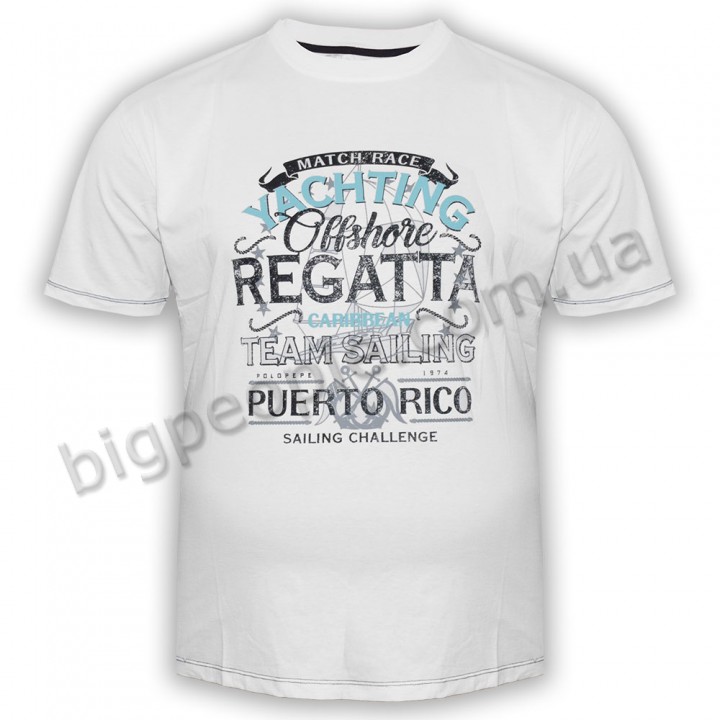 Футболка чоловіча POLO PEPE великого розміру. Колір білий. Воріт напівкруглий. (fu01359557)