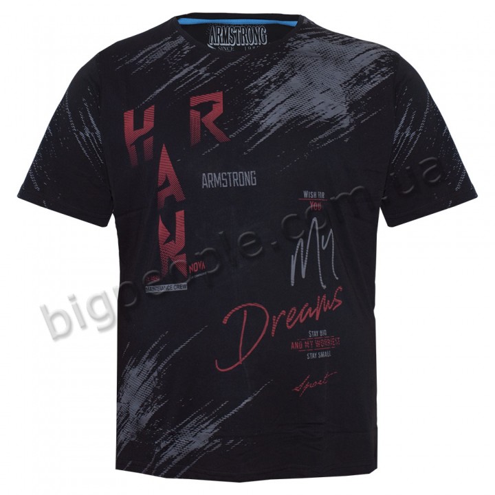 Футболка чоловіча ARMSTRONG великого розміру. Колір чорний. Воріт напівкруглий. (fu01384767)