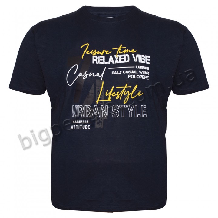 Футболка чоловіча POLO PEPE великого розміру. Колір темно-синій. Воріт напівкруглий. (fu01351553)