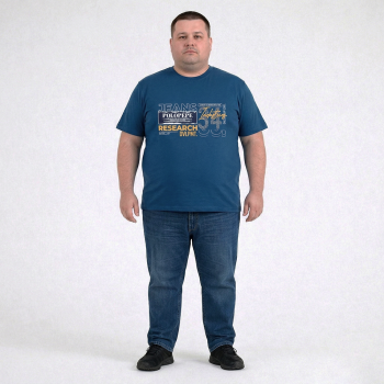 Футболка чоловіча POLO PEPE великого розміру. Колір синій. Воріт напівкруглий. (fu02034879)