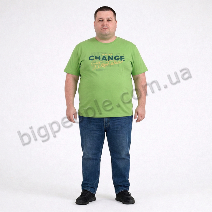Футболка мужская ARMSTRONG большого размера. Цвет зеленый. Ворот полукруглый. (fu01983442)