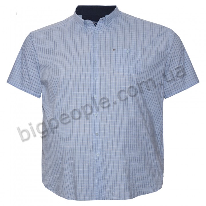Блакитна лляна чоловіча сорочка великих розмірів BIRINDELLI (ru05249618)