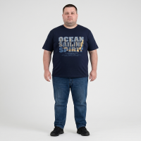 Футболка мужская POLO PEPE большого размера. Цвет тёмно-синий. Ворот полукруглый. (fu02065879)