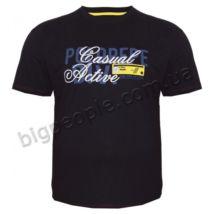 Футболка чоловіча POLO PEPE великого розміру. Колір темно-синій. Воріт напівкруглий. (fu01357004)