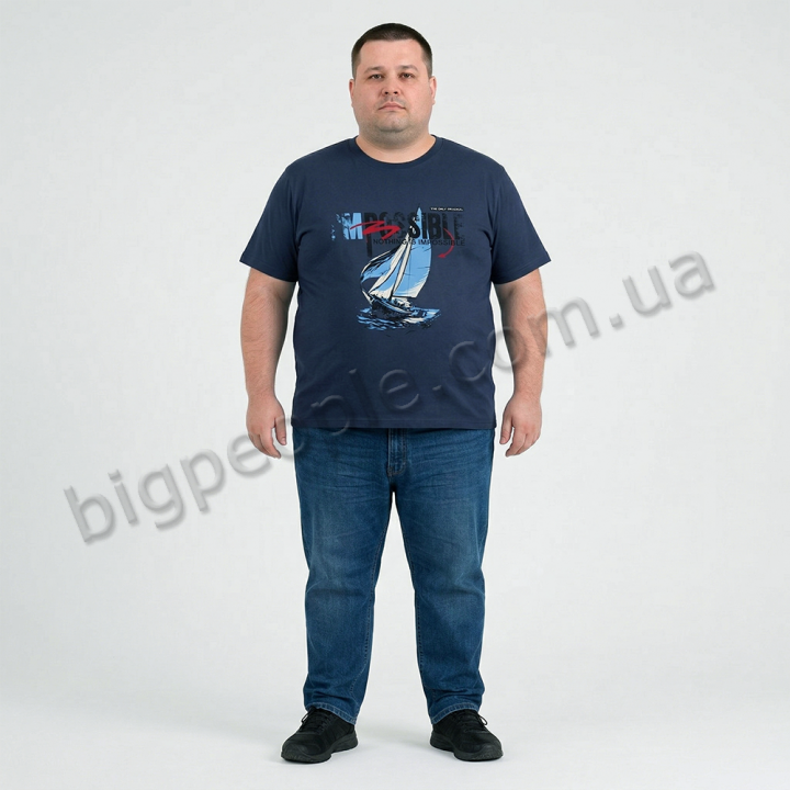 Футболка чоловіча POLO PEPE великого розміру. Колір сірий. Воріт напівкруглий. (fu02053546)