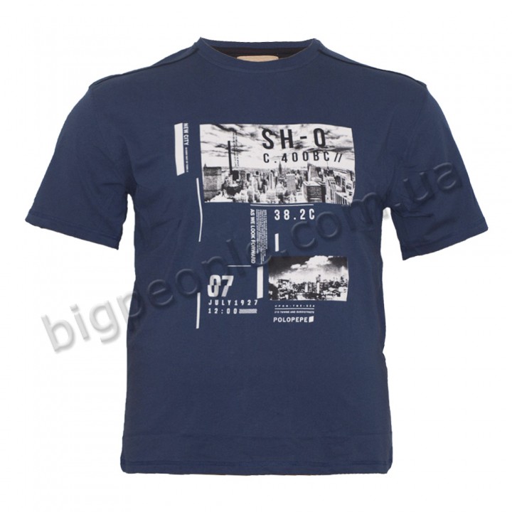 Синя чоловіча футболка великого розміру POLO PEPE кольору індиго (fu00748940)
