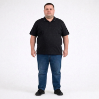 Мужское polo АННЕКС большого размера. Цвет чёрный. Низ изделия прямой. (fu01973884)