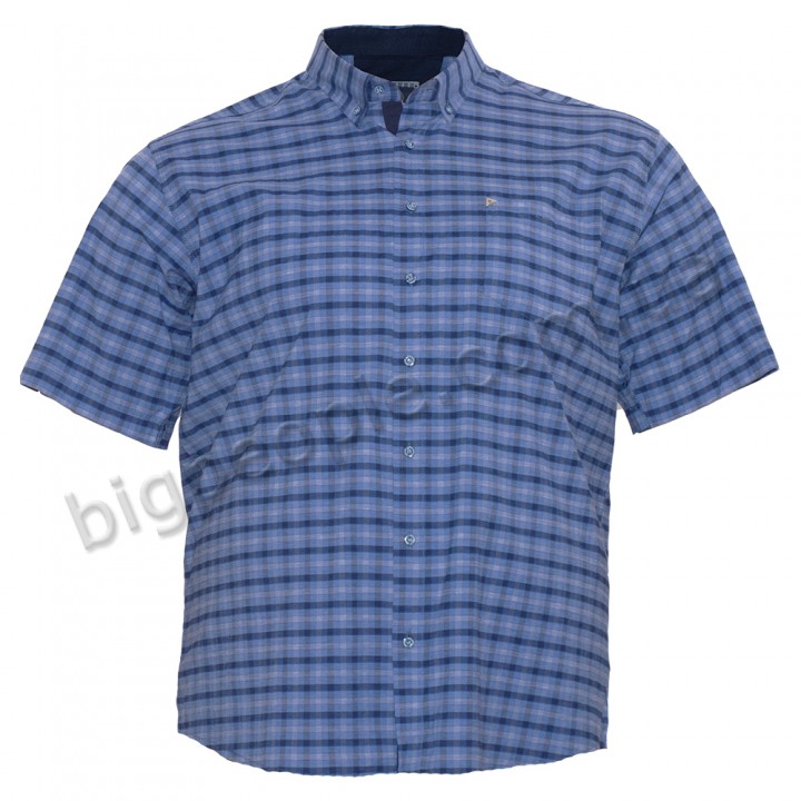 Синяя хлопковая мужская рубашка больших размеров BIRINDELLI (ru00487880)