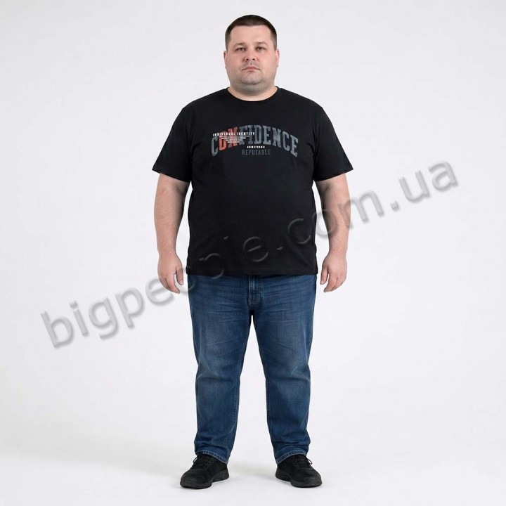 Футболка мужская ARMSTRONG большого размера. Цвет чёрный. Ворот полукруглый. (fu02075341)