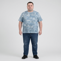 Футболка мужская POLO PEPE большого размера. Цвет синий. Ворот полукруглый. (fu02060132)