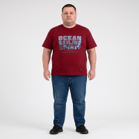 Футболка мужская POLO PEPE большого размера. Цвет бордовый. Ворот полукруглый. (fu02064904)