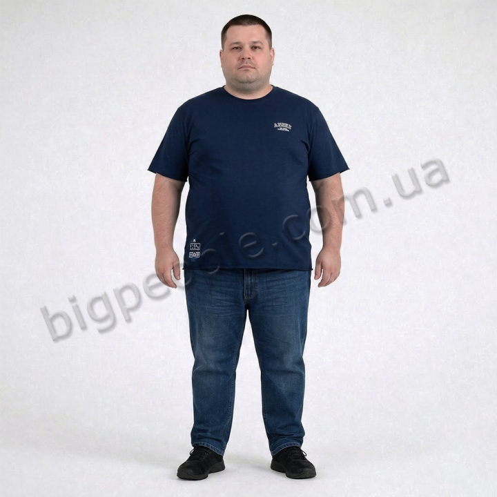 Футболка мужская ANNEX большого размера. Цвет тёмно-синий. Ворот полукруглый. (fu02011557)