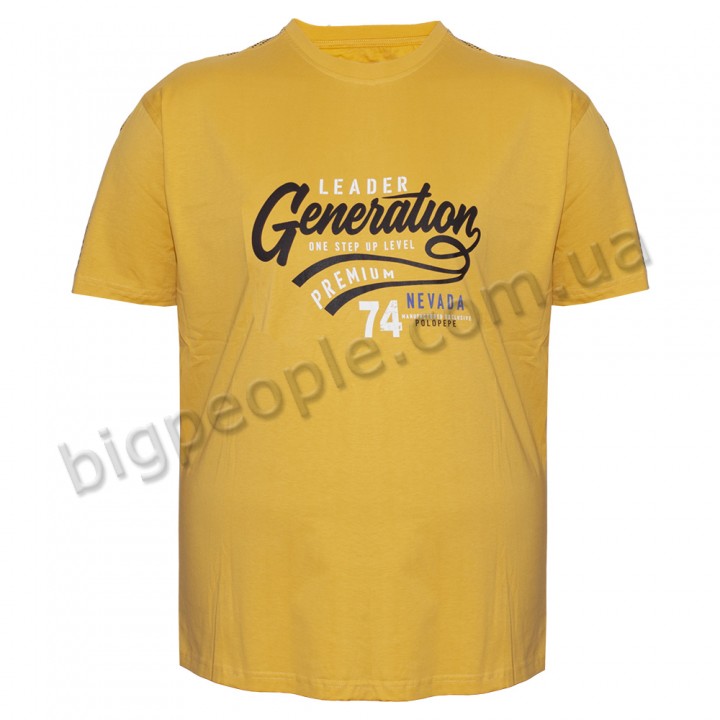 Футболка чоловіча POLO PEPE великого розміру. Колір жовтий. Воріт напівкруглий. (fu01414669)