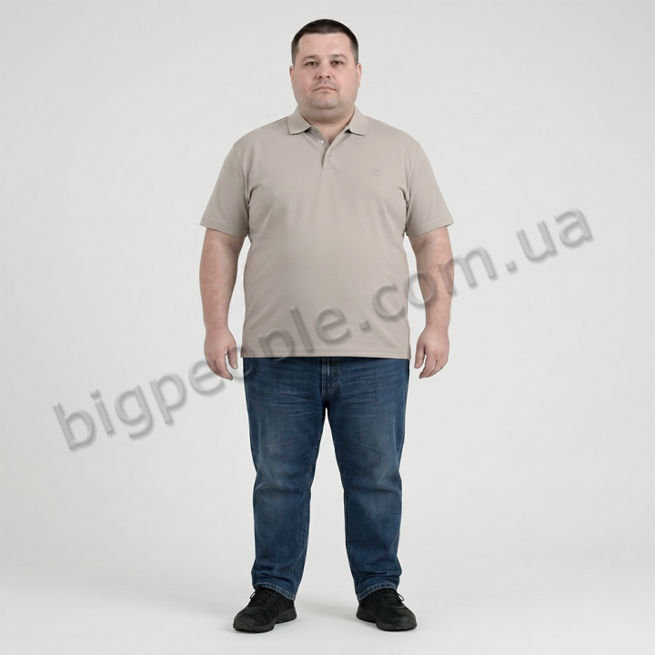 Мужское поло GRAND GHIEF больших размеров. Цвет бежевый. Низ изделия прямой. (fu0209453)