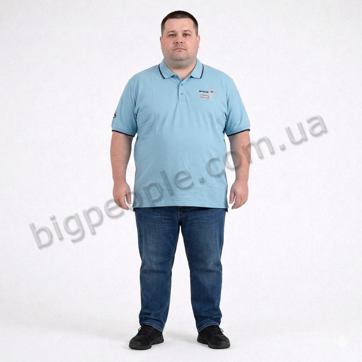 Мужское polo АННЕКС большого размера. Цвет голубой. Низ изделия прямой. (fu01965828)