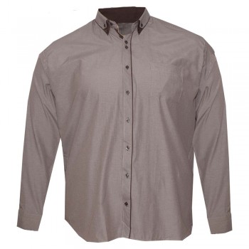 Коричневая хлопковая мужская рубашка больших размеров BIRINDELLI (ru00545113)