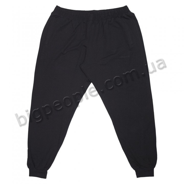Спортивные брюки ДЕКОНС для больших людей. Цвет чёрный. Модель внизу на манжете. (br00079743)