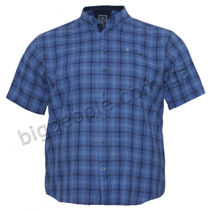 Синяя льняная мужская рубашка больших размеров BIRINDELLI (ru00485007)