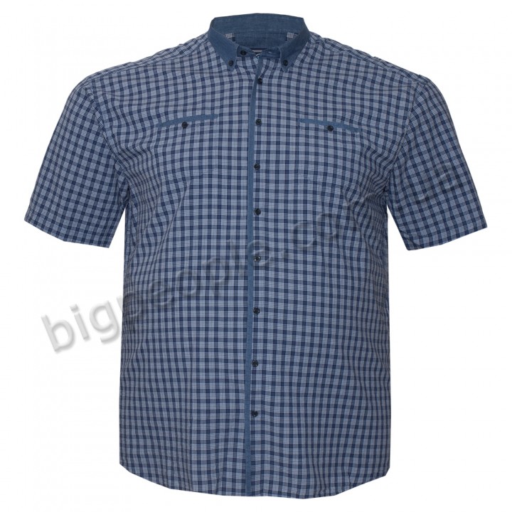 Синяя хлопковая мужская рубашка больших размеров BIRINDELLI (ru05239265)
