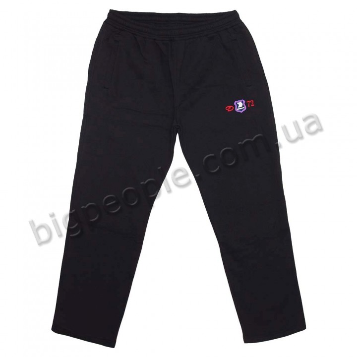 Спортивные штаны ДЕКОНС больших размеров. Цвет чёрный. Модель внизу прямые. (br00058684)