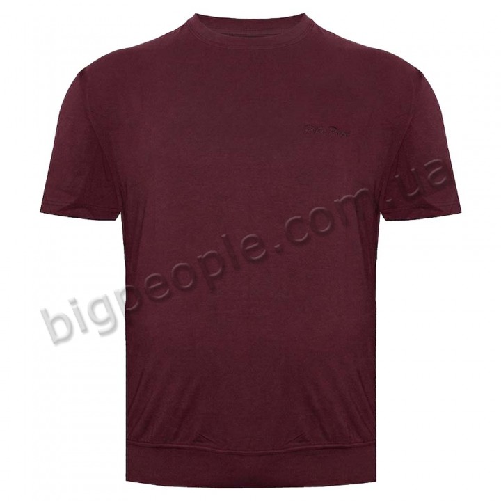 Футболка мужская POLO PEPE большого размера. Цвет бордовый. Ворот полукруглый. (fu01520331)