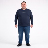 Тонкая футболка мужская с длинным рукавом TURHAN большого размера. Цвет тёмно-синий. Ворот полукруглый. (fu0212879)