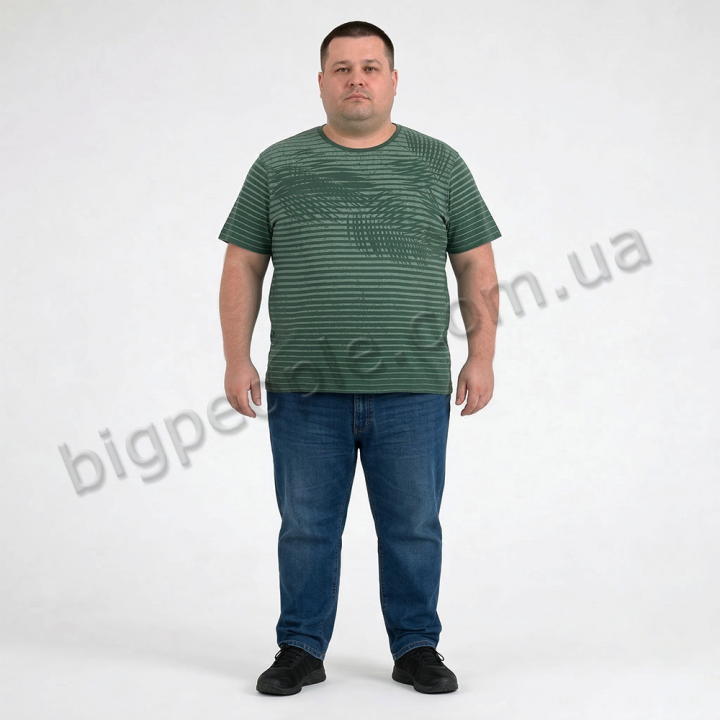 Футболка мужская ARMSTRONG большого размера. Цвет зелений. Ворот полукруглый. (fu02007631)