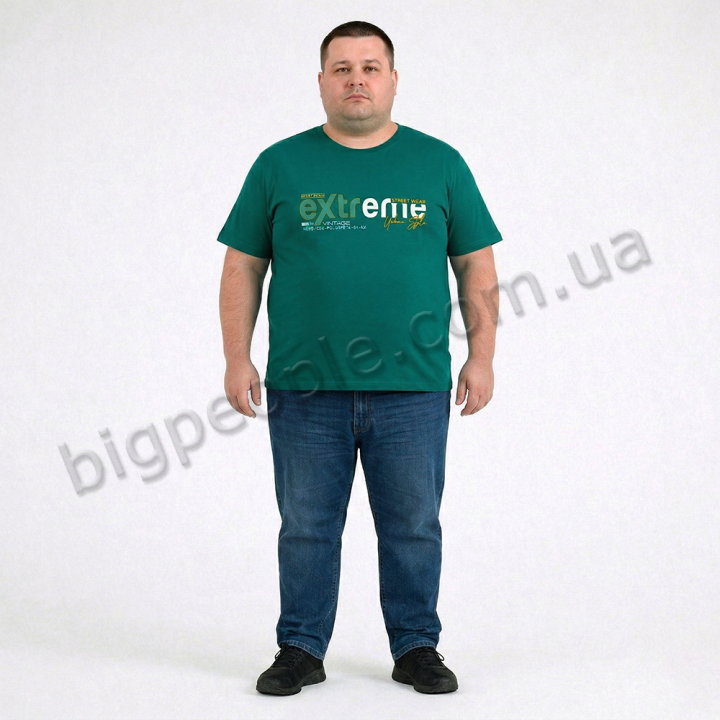 Футболка чоловіча POLO PEPE великого розміру. Колір зелений. Воріт напівкруглий. (fu02049006)