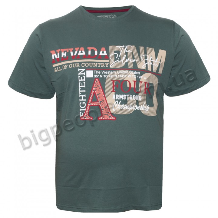 Футболка чоловіча ARMSTRONG великого розміру. Колір зелений. Воріт напівкруглий. (fu01181543)