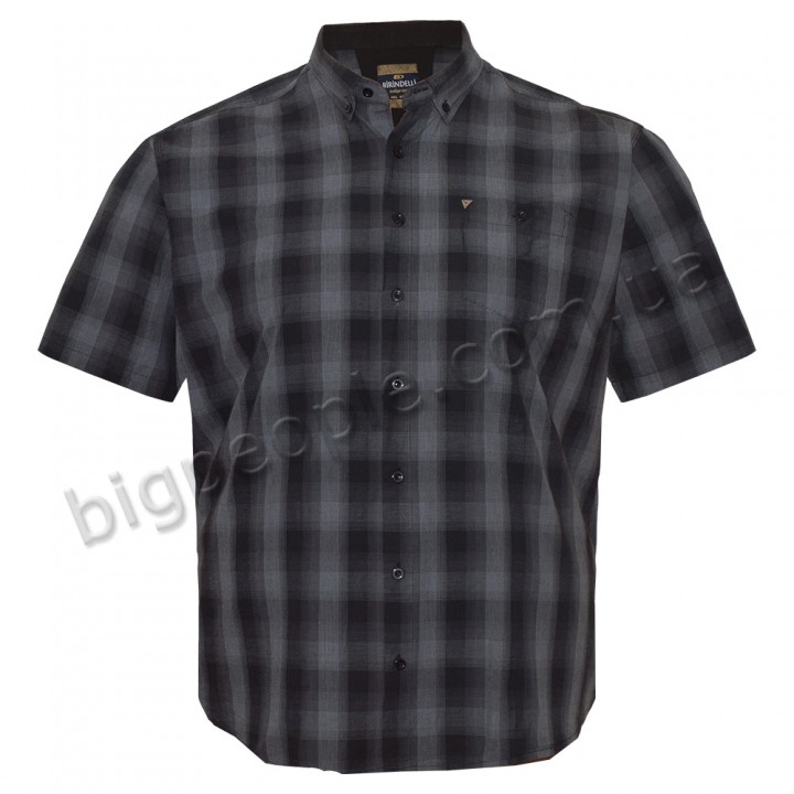 Чорна лляна чоловіча сорочка великих розмірів BIRINDELLI (ru05217490)