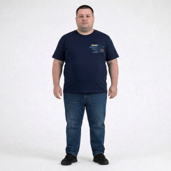 Футболка чоловіча POLO PEPE великого розміру. Колір темно-синій. Комір напівкруглий. (fu02042942)