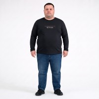 Тонкая футболка мужская с длинным рукавом TURHAN большого размера. Цвет чёрный. Ворот полукруглый. (fu0211953)