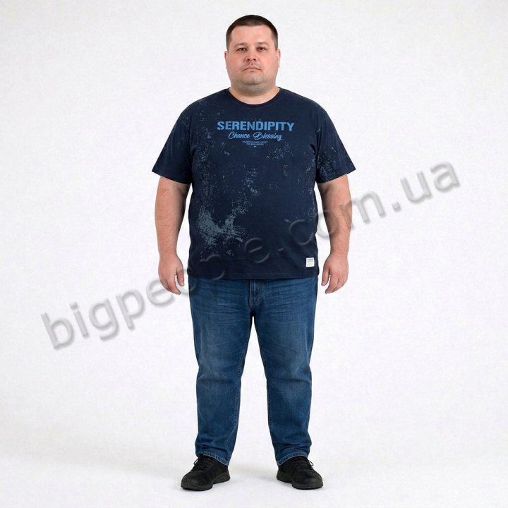 Футболка мужская ANNEX большого размера. Цвет тёмно-синий. Ворот полукруглый. (fu01952768)