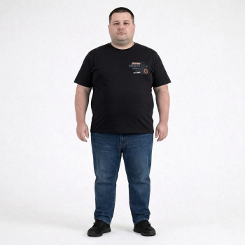 Футболка чоловіча POLO PEPE великого розміру. Колір чорний. Комір напівкруглий. (fu02044852)
