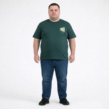 Футболка чоловіча TURHAN. Колір зелений. Комір напівкруглий. (fu02012050)