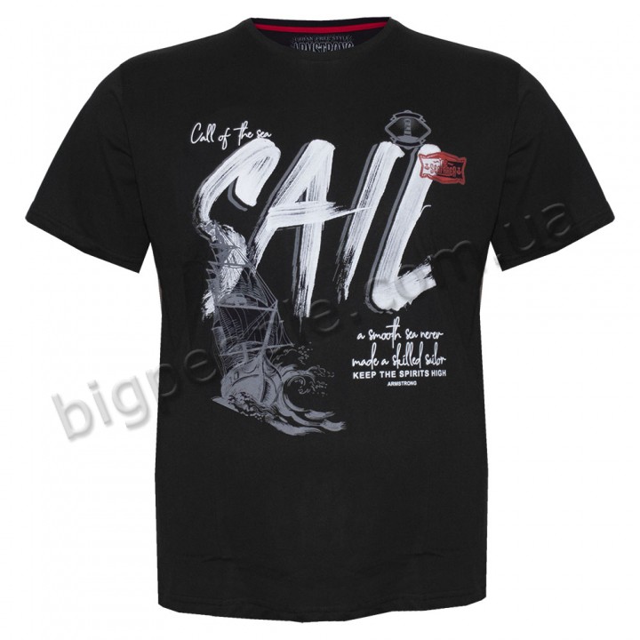 Футболка чоловіча ARMSTRONG великого розміру. Колір чорний. Воріт напівкруглий. (fu01373992)