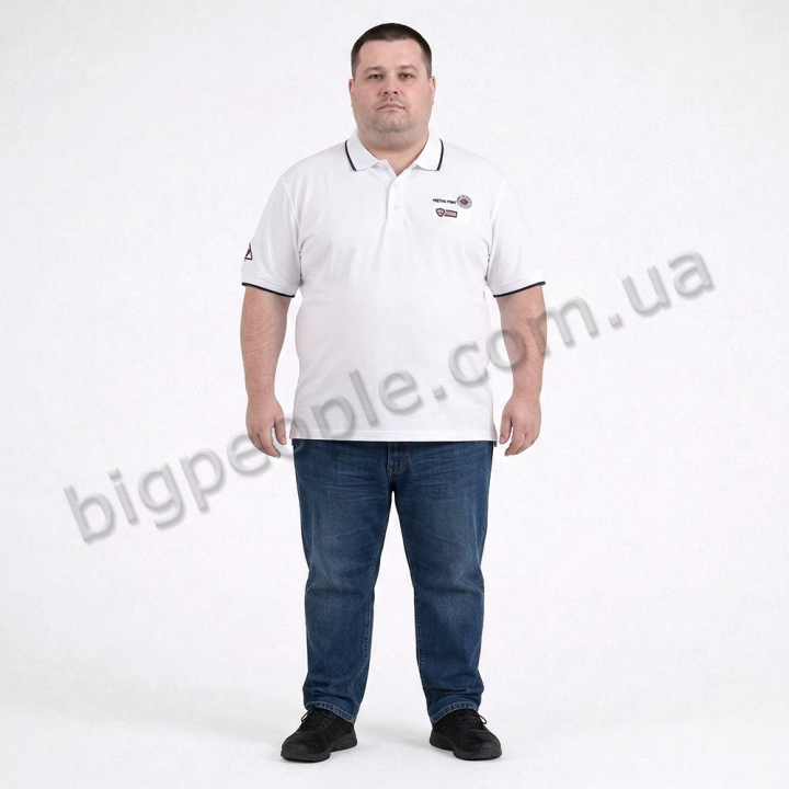 Мужское polo АННЕКС большого размера. Цвет белый. Низ изделия прямой. (fu01966284)