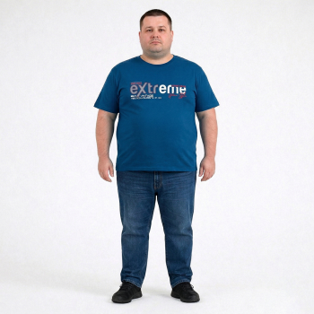 Футболка чоловіча POLO PEPE великого розміру. Колір синій. Воріт напівкруглий. (fu02046744)