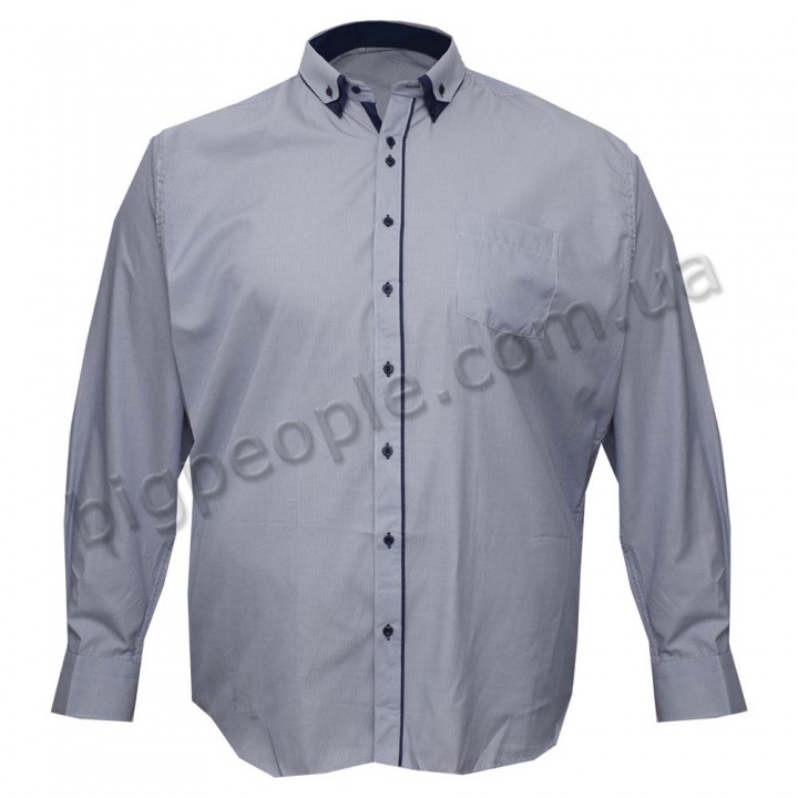 Серая в полоску хлопковая мужская рубашка больших размеров BIRINDELLI (ru00550251)