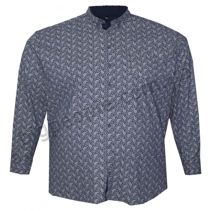 Тёмно-синяя с белым орнаментом мужская рубашка больших размеров BIRINDELLI (ru00583007)