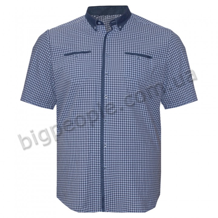 Синяя хлопковая мужская рубашка больших размеров BIRINDELLI (ru05181443)