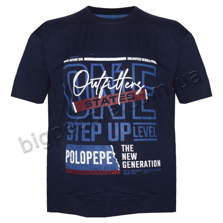 Футболка чоловіча POLO PEPE великого розміру. Колір темно-синій. Воріт напівкруглий. (fu01245886)