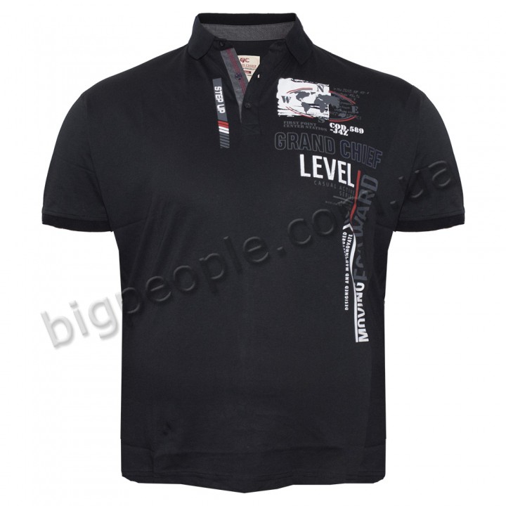 Чоловіча футболка polo великого розміру GRAND CHEFF. Колір чорний. (fu01399065)